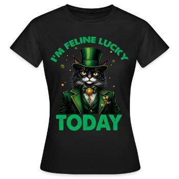 Je suis feeline Lucky aujourd’hui - T-shirt Femme - noir - Devant - AI Model Female 172 dark (172cm)