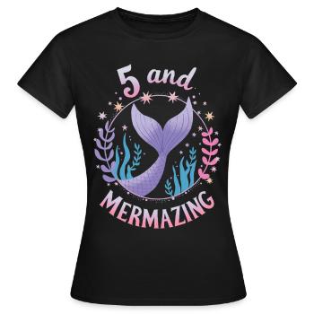 Girl Mermaid 5 Year Old for Birthday - Women's T-Shirt - black - Front - AI Model Female 172 dark (172cm)