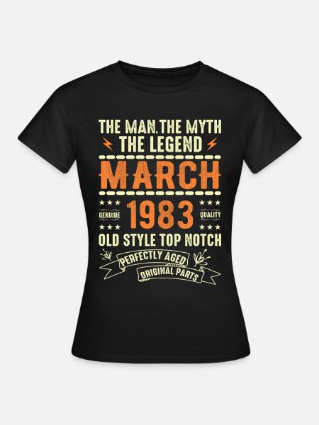 Mars 1983 Cadeau d’anniversaire Vintage Mars 1983 - T-shirt Femme - noir