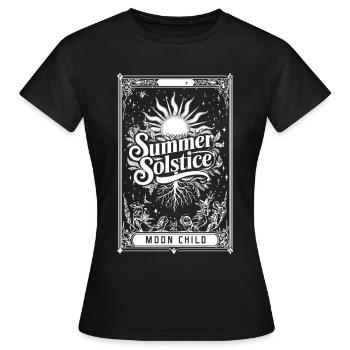 Mystical Boho Sun Floral Summer Solstice Tarot Car - Women's T-Shirt - black - Front - AI Model Female 172 dark (172cm)