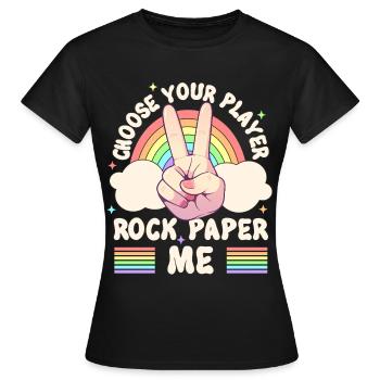 Rock Paper LGBTQ Humor Groovy Gay Pride - Women's T-Shirt - black - Front - AI Model Female 172 dark (172cm)