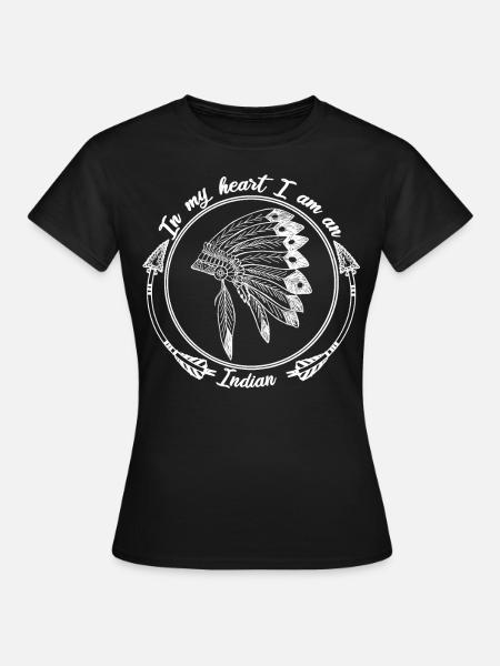 Coiffe indienne coeur de cadeau amérindien - T-shirt Femme - noir
