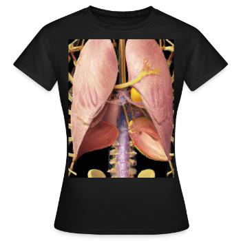 Poitrine humaine avec organes - T-shirt Femme - noir - Devant - AI Model Female 172 dark (172cm)
