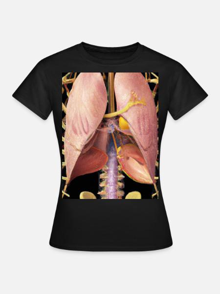 Menschliche Brust mit Organen - Frauen T-Shirt - Schwarz