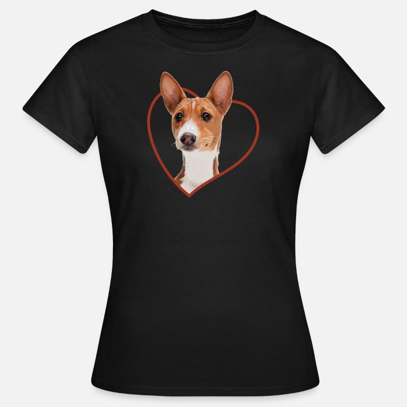 Basenji Heart Dog Portrait - Women's T-Shirt - black