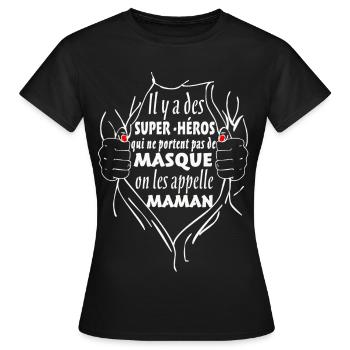 Maman Super-Héros - T-shirt Femme - noir - Devant - AI Model Female 172 dark (172cm)
