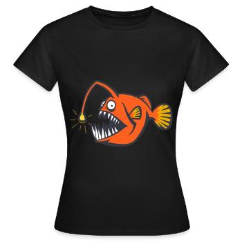 Poisson grenouille de haute mer. Poisson effrayant - T-shirt Femme - noir - Devant - AI Model Female 172 dark (172cm)