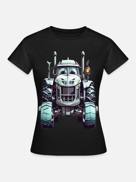 Traktor mit Augen - Frauen T-Shirt - Schwarz