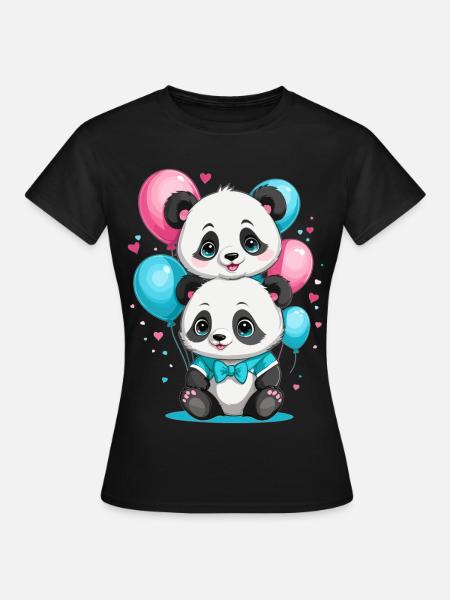 Süße Panda - Frauen T-Shirt - Schwarz