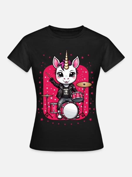 Punk Rock Einhorn - Frauen T-Shirt - Schwarz