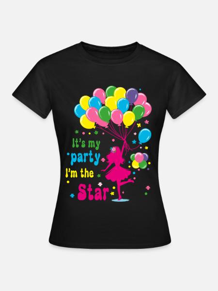Feierliches Mädchen mit Luftballons Design - Frauen T-Shirt - Schwarz