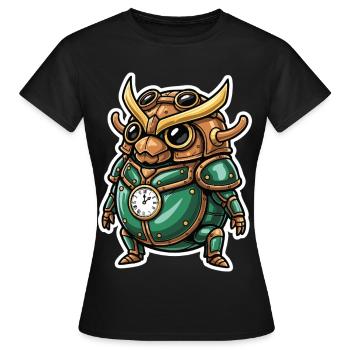 Uhrmacher Scarab Steampunk Emerald Armor - Frauen T-Shirt - Schwarz - Vorne - AI Model Female 172 dark (172cm)