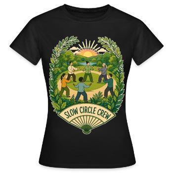 SLOW CIRCLE CREW Wolken - Frauen T-Shirt - Schwarz - Vorne - AI Model Female 172 dark (172cm)