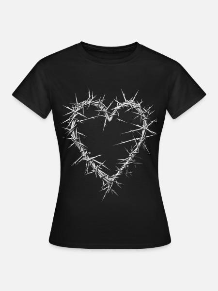 Stacheldraht Herz Barbwire Gothic Grunge Aesthetik - Frauen T-Shirt - Schwarz