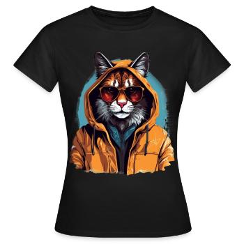 Streetstyle-Luchs | Luchs-Liebhaber - Frauen T-Shirt - Schwarz - Vorne - AI Model Female 172 dark (172cm)