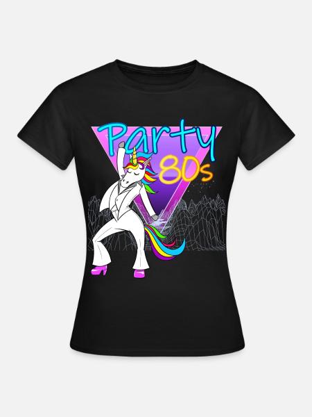 Retro costume 80s unicorn dancing - Women's T-Shirt - black