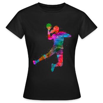Handballspielerin Farbklecks Handball Handballerin - Frauen T-Shirt - Schwarz - Vorne - AI Model Female 172 dark (172cm)
