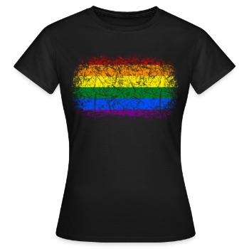 Regenbogenfahne Used Look - Frauen T-Shirt - Schwarz - Vorne - AI Model Female 172 dark (172cm)