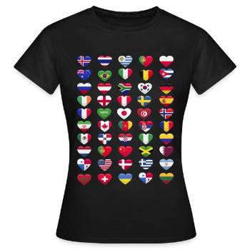 Drapeaux nationaux Drapeaux nationaux Forme du cœur - T-shirt Femme - noir - Devant - AI Model Female 172 dark (172cm)