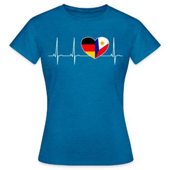 Filipino German - Women's T-Shirt - antique blue sapphire heather - Front - AI Model Female 172 dark (172cm)