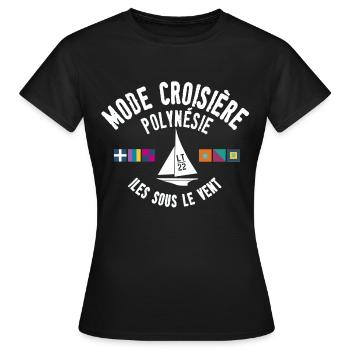 Mode croisière Polynésie - T-shirt Femme - noir - Devant - AI Model Female 172 dark (172cm)