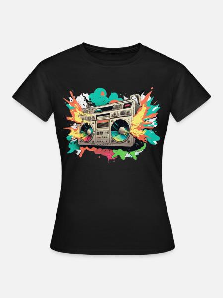 Stereo Flaming Explosion - Frauen T-Shirt - Schwarz