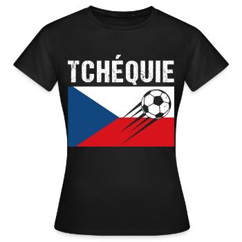 Tschechische Flagge Fußball Tschechisches Fußball Geschenk - Frauen T-Shirt - Schwarz - Vorne - AI Model Female 172 dark (172cm)