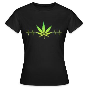 Kiffen Kiffer Herzschlag Joint Weed Marihuana - Frauen T-Shirt - Schwarz - Vorne - AI Model Female 172 dark (172cm)