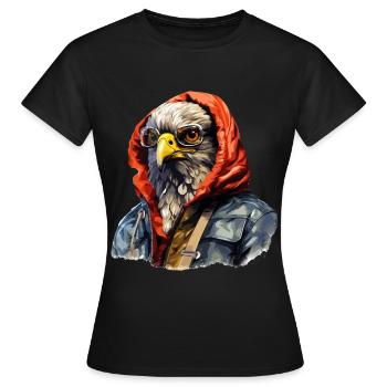 Streetstyle-Falke | Falken-Liebhaber - Frauen T-Shirt - Schwarz - Vorne - AI Model Female 172 dark (172cm)