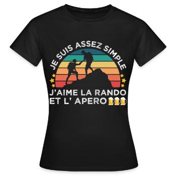 Rando et apéro humour randonneur cadeau vintage - T-shirt Femme - noir - Devant - AI Model Female 172 dark (172cm)