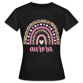 Aurora Regenbogen Name Geburtstag Aurora - Frauen T-Shirt - Schwarz - Vorne - AI Model Female 172 dark (172cm)