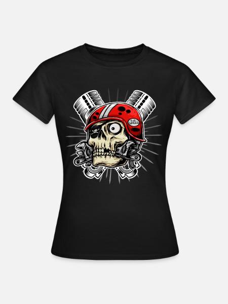 Skull Skull moto cyclomoteur scooter - Dame-T-shirt - sort