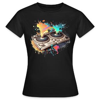 TurnTable DJ 1 - Frauen T-Shirt - Schwarz - Vorne - AI Model Female 172 dark (172cm)