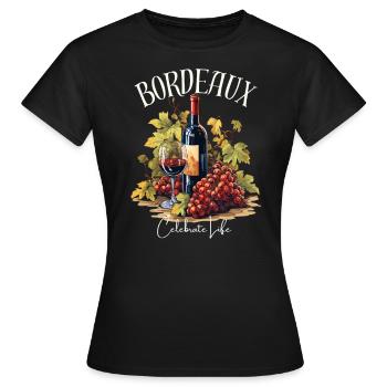 Bordeaux Wine and Grape Vintage Style Celebrate - Women's T-Shirt - black - Front - AI Model Female 172 dark (172cm)