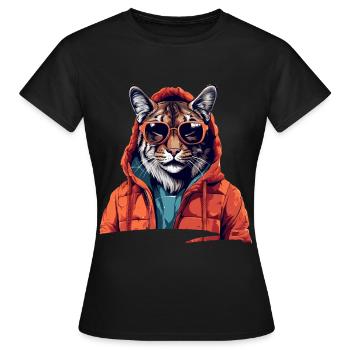 Streetstyle-Luchs | Luchs-Liebhaber - Frauen T-Shirt - Schwarz - Vorne - AI Model Female 172 dark (172cm)