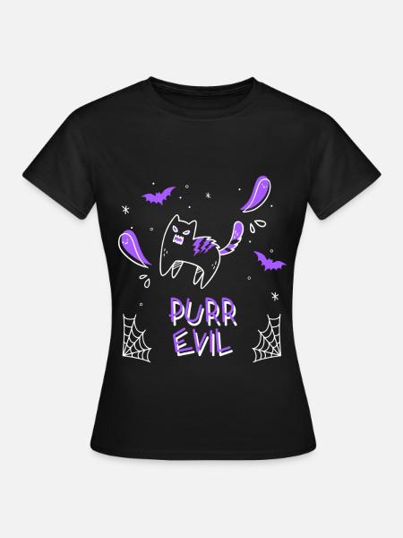 PURR EVIL Halloween T-shirt & Hoddie Design - Frauen T-Shirt - Schwarz