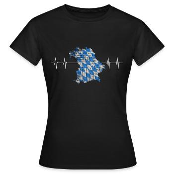 Bayern, Oberbayern, Herz für Bayern, Minga - Frauen T-Shirt - Schwarz - Vorne - AI Model Female 172 dark (172cm)