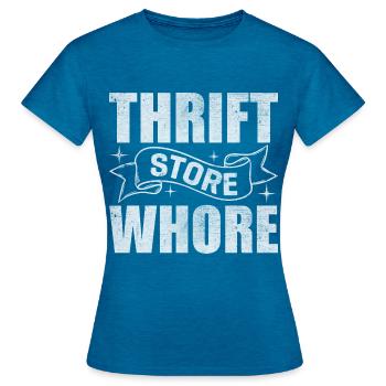 Gebrauchtwaren Second Hand Flohmarkt - Frauen T-Shirt - Antikblaues Saphir meliert - Vorne - AI Model Female 172 dark (172cm)