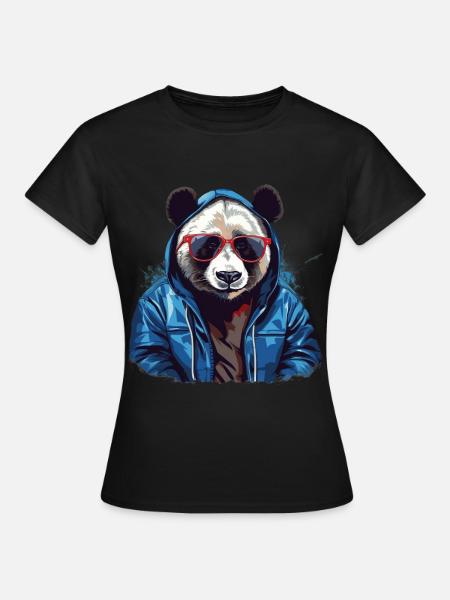 Panda wielka w stylu ulicznym | Miłośnicy Pandy - Dame-T-shirt - sort