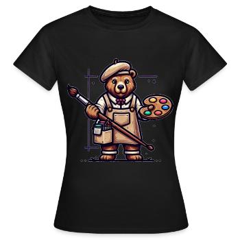 Cute Bear Artist - Women's T-Shirt - black - Front - AI Model Female 172 dark (172cm)