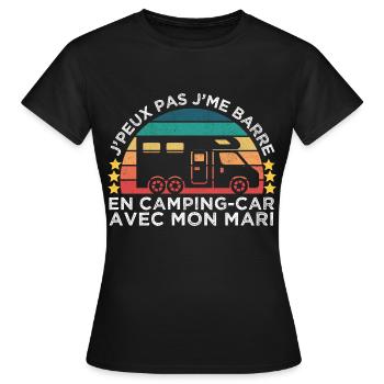 J'me barre en camping-car avec mon mari vintage - T-shirt Femme - noir - Devant - AI Model Female 172 dark (172cm)