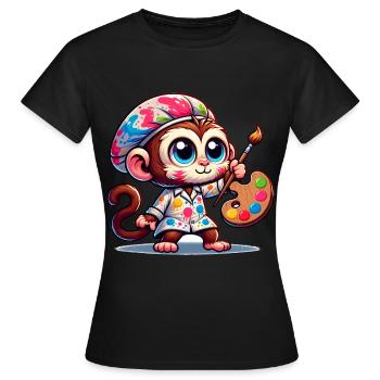 Cute Monkey Artist - Women's T-Shirt - black - Front - AI Model Female 172 dark (172cm)