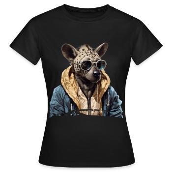 Hyène tachetée style de rue | Amoureux des hyènes - T-shirt Femme - noir - Devant - AI Model Female 172 dark (172cm)