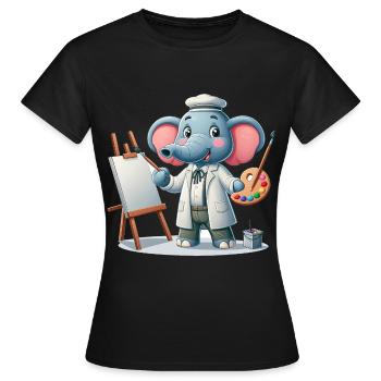 Cute Elephant Artist - Women's T-Shirt - black - Front - AI Model Female 172 dark (172cm)