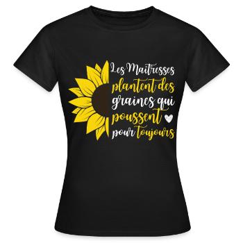 Les maîtresses plantent des graines cadeau - T-shirt Femme - noir - Devant - AI Model Female 172 dark (172cm)