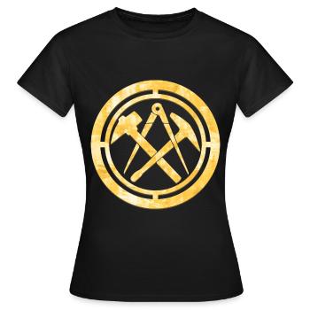 Dachdecker Zunft Logo Wappen Gold - Frauen T-Shirt - Schwarz - Vorne - AI Model Female 172 dark (172cm)