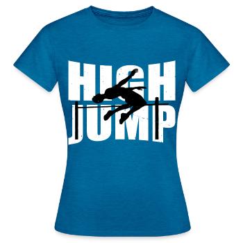 Saut en hauteur 3 - T-shirt Femme - bleu saphir antique chiné - Devant - AI Model Female 172 dark (172cm)