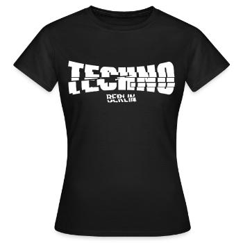Techno Berlin Glitch Logo - T-shirt Femme - noir - Devant - AI Model Female 172 dark (172cm)