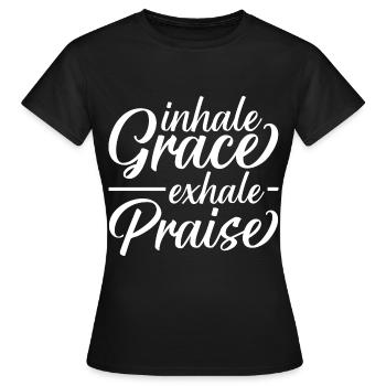 Inspirez la grâce expirez des louanges - T-shirt Femme - noir - Devant - AI Model Female 172 dark (172cm)
