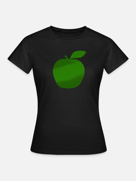 Green Apple Minimal Nature Icon Design - Women's T-Shirt - black